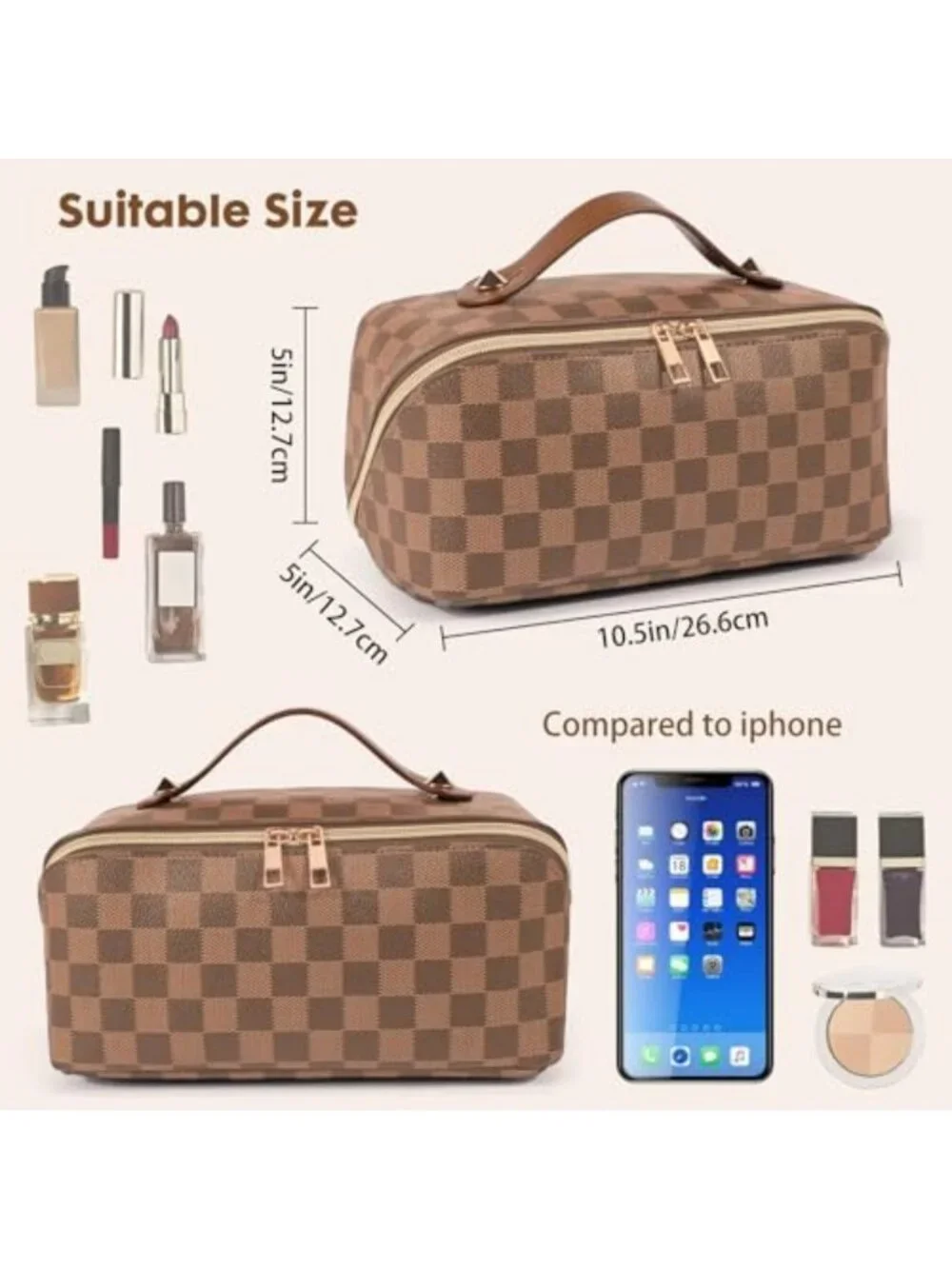 Large Capacity Waterproof Makeup Bag, Portable Toiletry Organizer with Handle